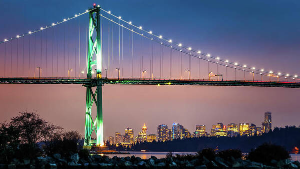 Bridge Art Print featuring the photograph Downtown Under the Bridge at Night by Rick Deacon