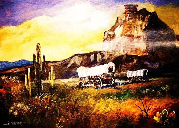 Covered Wagons Art Print featuring the painting Abandoned Wagons by Al Brown