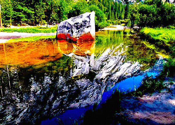 Yosemite National Park Art Print featuring the photograph Reflections - Mirror Lake - Yosemite by Bob and Nadine Johnston
