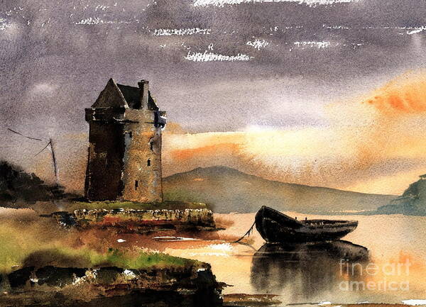 Vall Byrne Art Print featuring the painting Rockfleet Castle in Mayo by Val Byrne