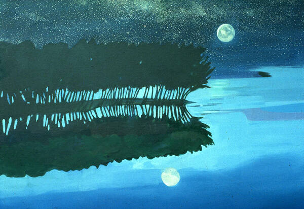 Full Moon Art Print featuring the painting Midnight Pass by Neal Smith-Willow