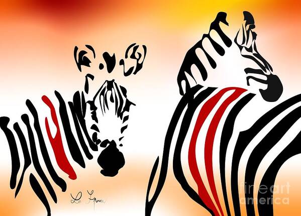 Zebra Art Print featuring the digital art Zebra theme by Leo Symon