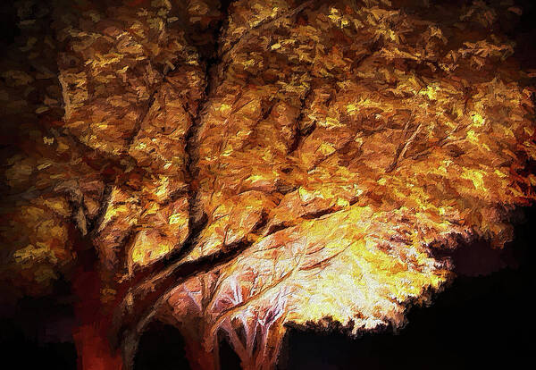 Autumn Art Print featuring the painting Autumn Glow at Night by Dan Carmichael