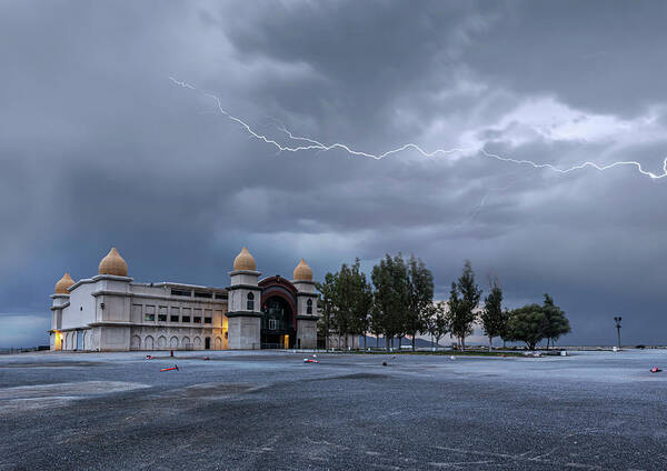 Lightning Art Print featuring the photograph Lightning over the Great Saltair by Doug Sims