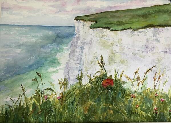 White Cliffs.  Dover Art Print featuring the painting White Cliffs of Dover by Nancy Henkel Schulte