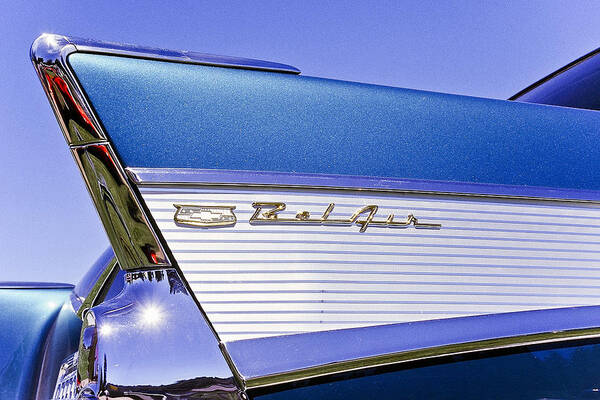 Classic Chevy Art Print featuring the photograph '57 Chevy Bel Air - Fin #57 by Neil Pankler
