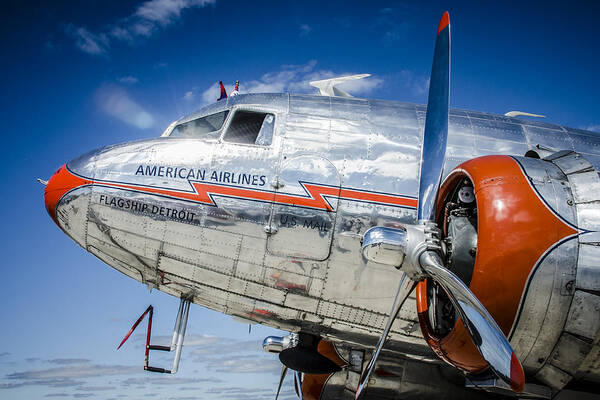 Bradley Clay Art Print featuring the photograph AA DC3 flagship Detroit by Bradley Clay