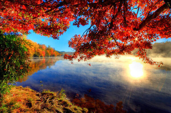 North Carolina Art Print featuring the photograph Autumn Reflections I - Blue Ridge Parkway by Dan Carmichael
