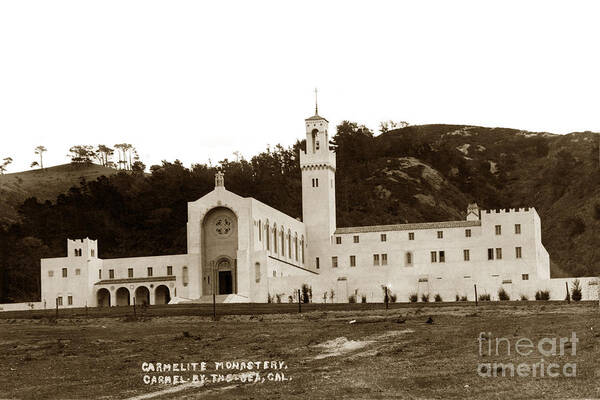 Carmelit Monastery Art Print featuring the photograph Carmelit Monastery Carmel-By-The-Sea at San Jose Creek South of Carmel 1931 by Monterey County Historical Society