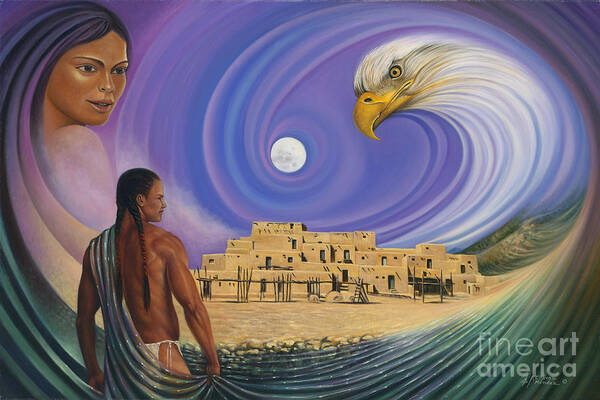 Taos Art Print featuring the painting Dynamic Taos I by Ricardo Chavez-Mendez
