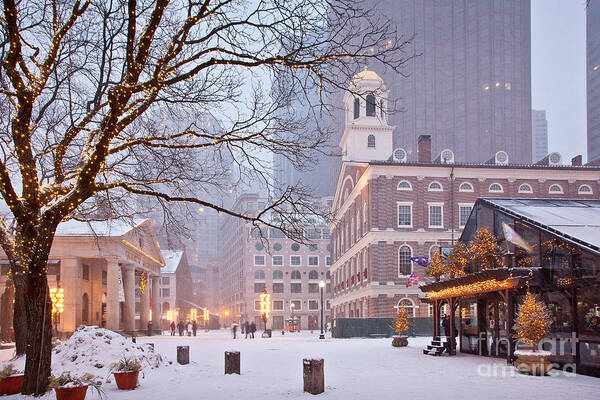 Architecture Art Print featuring the photograph Faneuil Hall in Snow by Susan Cole Kelly