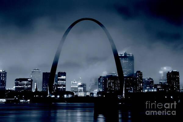 St. Louis Art Print featuring the photograph Fog over St Louis Monochrome by Garry McMichael
