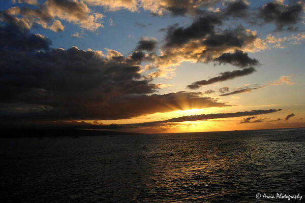 Maui Art Print featuring the photograph Maui Sunset by Ken Arcia