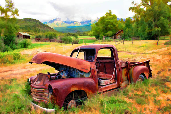 Old Truck Art Print featuring the digital art Mountain Ranch Truck by Rick Wicker