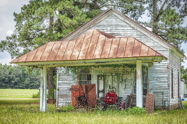 Abandoned Art Print featuring the photograph N.C. Tractor Shed - Photography by Jo Ann Tomaselli by Jo Ann Tomaselli