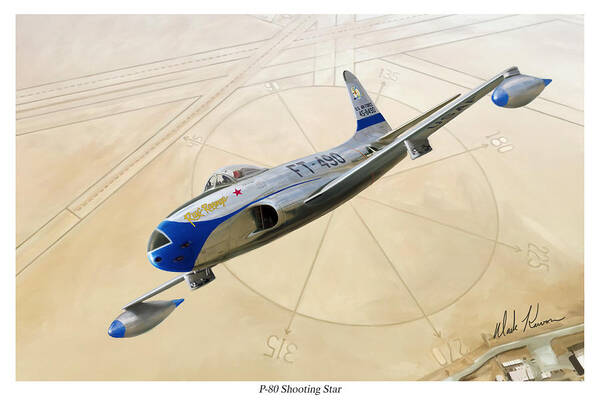 Aviaiton Art Print featuring the painting P-80 Shooting Star by Mark Karvon