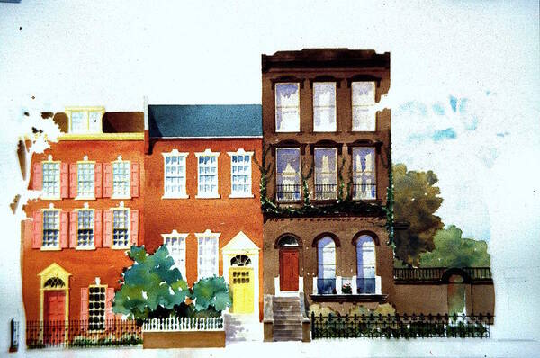 Philadelphia Art Print featuring the painting Pine Street circa 1984 by William Renzulli