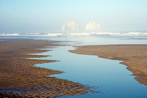 Rockaway Beach Art Print featuring the photograph Foggy Rockaway Beach - Oregon by Spencer McDonald