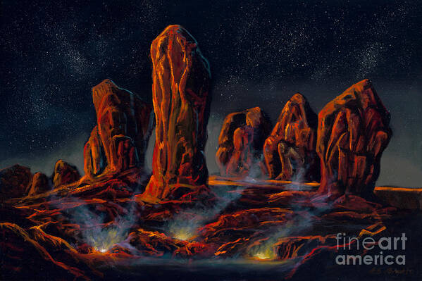 Southwest Art Print featuring the painting Sentinel Conclave by Birgit Seeger-Brooks