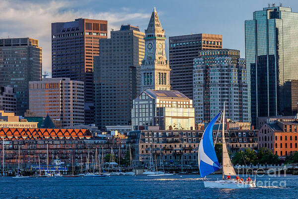 Architecture Art Print featuring the photograph Sunset Sail under the Tower by Susan Cole Kelly