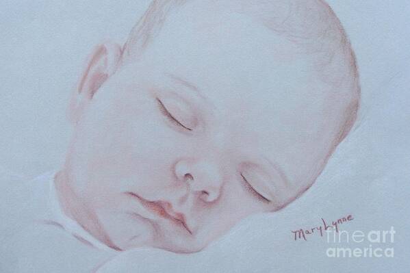 Pastel Portrait Of A Baby Art Print featuring the drawing Sweet Dreams by Mary Lynne Powers