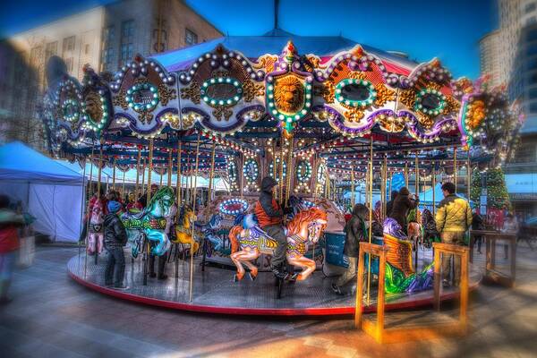 Seattle Art Print featuring the photograph Westlake Carousel by Spencer McDonald