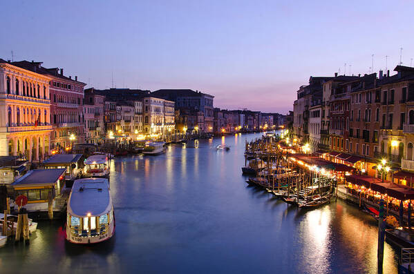 Grand Canal at night in Venice by Assawin Chomjit