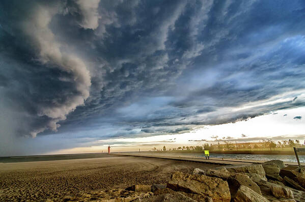 Beach Art Print featuring the photograph Approaching Storm by Wild Fotos