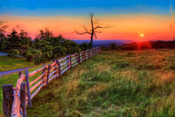 North Carolina Art Print featuring the painting Blue Ridge Sunrise at Doughton II by Dan Carmichael