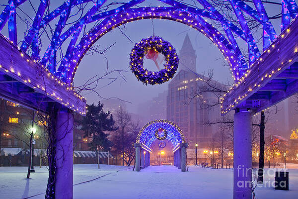 Architecture Art Print featuring the photograph Boston Blue Christmas by Susan Cole Kelly