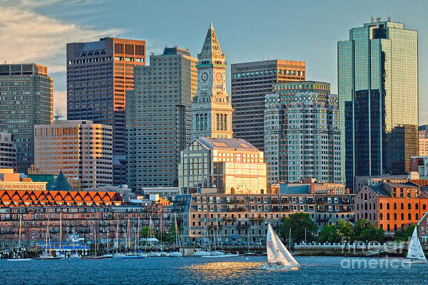 Boat Art Print featuring the photograph Boston Sunset Sail by Susan Cole Kelly