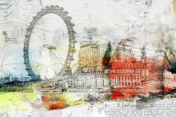 London Art Print featuring the digital art Embrace Life by Nicky Jameson