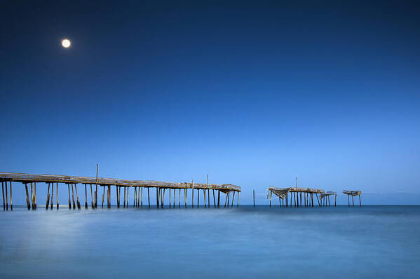 Frisco Pier Art Print featuring the photograph Frisco Pier Cape Hatteras Outer Banks NC - Crossing Over by Dave Allen