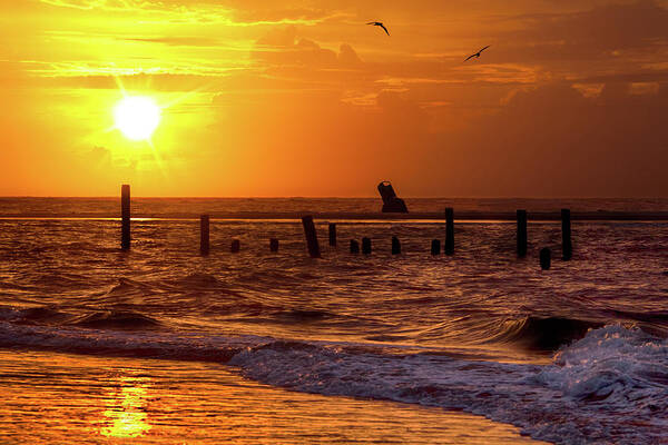 Outer Banks Art Print featuring the photograph Golden Sunrise on the Outer Banks by Dan Carmichael