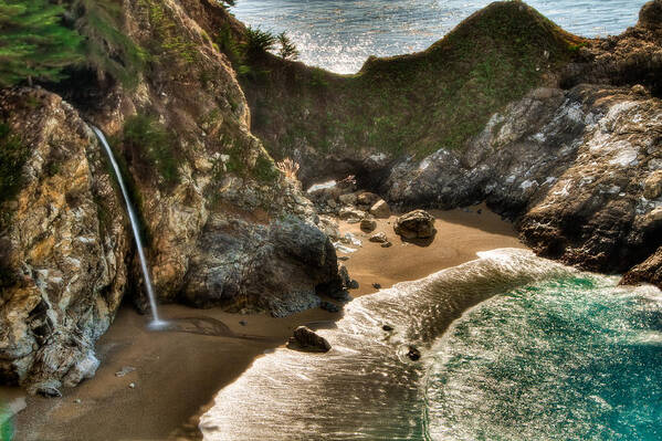 Beach Art Print featuring the photograph McWay Falls Hwy 1 California by Connie Cooper-Edwards