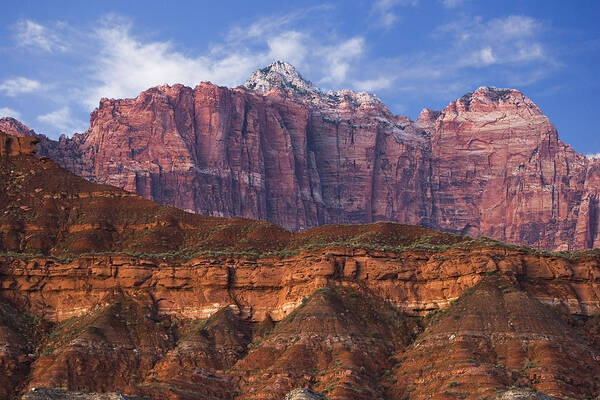 Zion National Park Art Print featuring the photograph Mount Kinesava in Zion National Park by Douglas Pulsipher