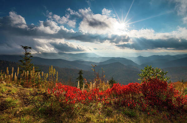 North Carolina Art Print featuring the photograph North Carolina Blue Ridge Parkway Scenic Landscape in Autumn by Dave Allen