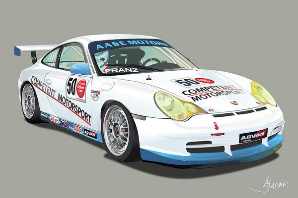 Transportation Art Print featuring the digital art Porsche 996 GT3 Cup by Alain Jamar