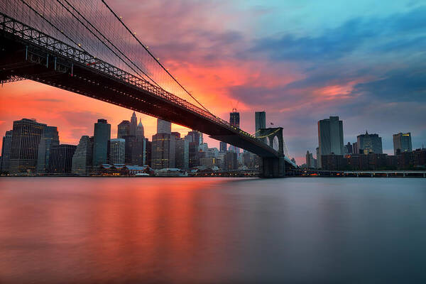 Sunset Art Print featuring the photograph Sunset over Manhattan by Larry Marshall