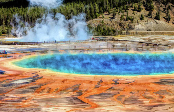 Yellowstone Art Print featuring the painting Yellowstone National Park Grand Prismatic Spring by Christopher Arndt