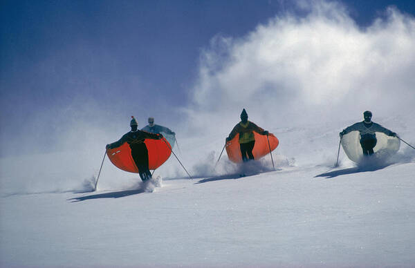 Skiing Art Print featuring the photograph Caped Skiers by Slim Aarons