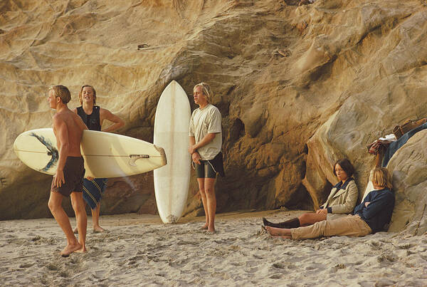 Young Men Art Print featuring the photograph Laguna Beach Surfers by Slim Aarons