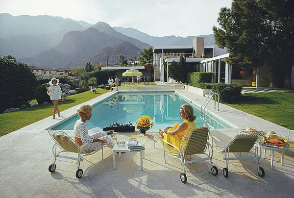 Swimming Pool Art Print featuring the photograph Poolside Gossip by Slim Aarons