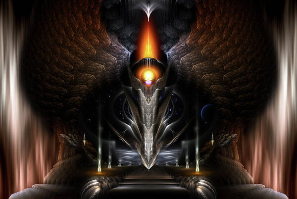 Torch Of Arcron Art Print featuring the digital art The Torch Of Arcron Fractal Art by Rolando Burbon