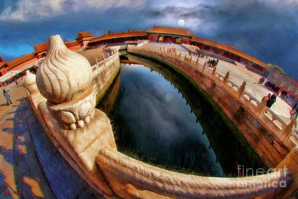 Forbidden City Tai He Men Gate Of Supreme Harmony Art Print featuring the photograph The Golden Water Forbidden City Tai he Men Gate Of Supreme Harmony In Beijing by Blake Richards