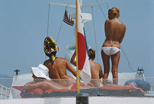 People Art Print featuring the photograph Yacht Holiday by Slim Aarons