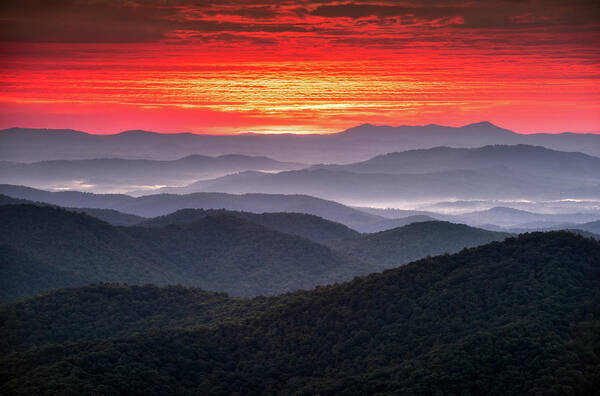 Mountains Art Print featuring the photograph Appalachian Mountains Blue Ridge Parkway NC Scenic Sunrise Landscape by Dave Allen