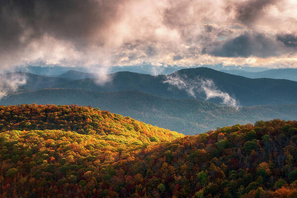 Autumn Art Print featuring the photograph Autumn Appalachian Mountains NC Scenic Blue Ridge Parkway North Carolina Landscape by Dave Allen