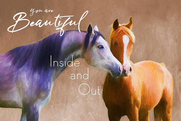 Horses Art Print featuring the digital art Beautiful Loving Horses by Steve Ladner