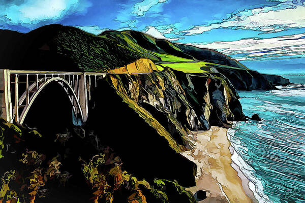 California Seascape Art Print featuring the photograph Big Sur Bridge by ABeautifulSky Photography by Bill Caldwell